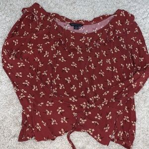 floral burnt orange blouse